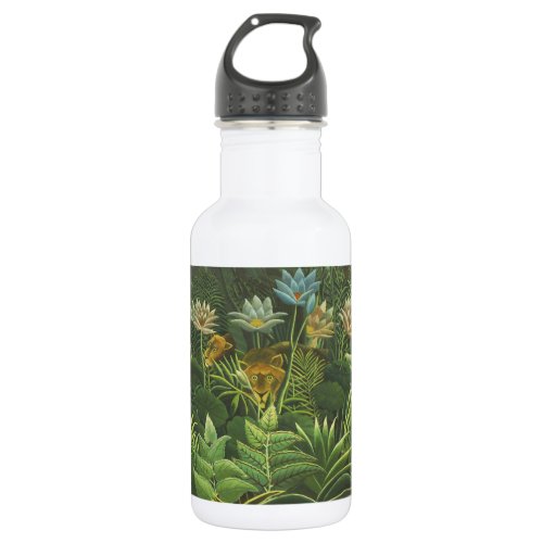 Rousseau Tropical Jungle Lion Painting Stainless Steel Water Bottle