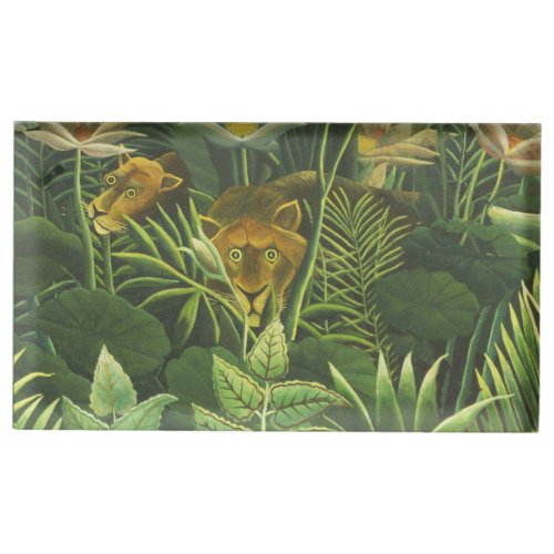 Rousseau Tropical Jungle Lion Painting Table Number Holder