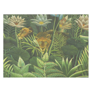 Rousseau Tropical Jungle Lion Painting Tablecloth