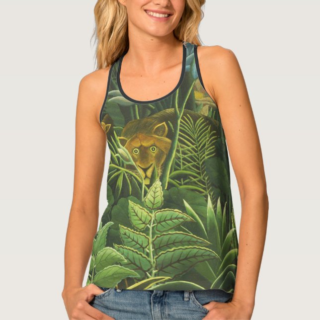 Rousseau Tropical Jungle Lion Painting Tank Top (Front)