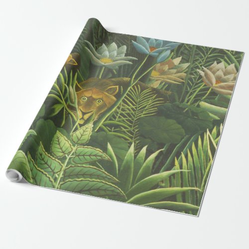 Rousseau Tropical Jungle Lion Painting Wrapping Paper