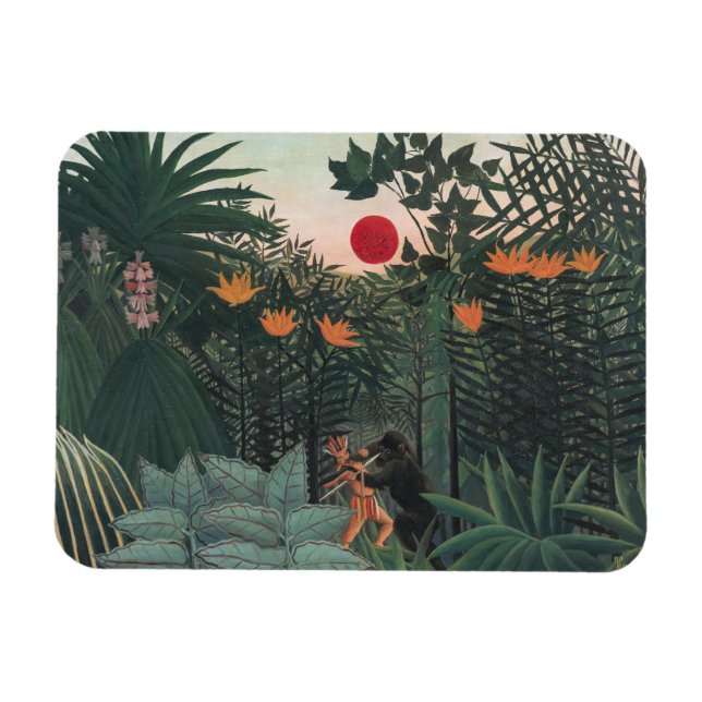 Rousseau - Tropical Landscape, Indian and Gorilla Magnet (Horizontal)