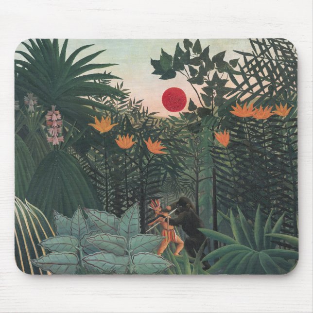 Rousseau - Tropical Landscape, Indian and Gorilla Mouse Pad (Front)