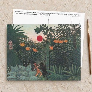 Rousseau - Tropical Landscape, Indian and Gorilla Postcard