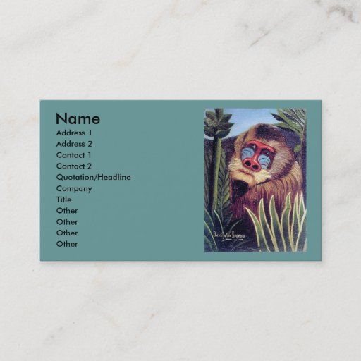 Customizable Rousseau's "Mandrill in the Jungle" (circa 1909) Business Card Template
