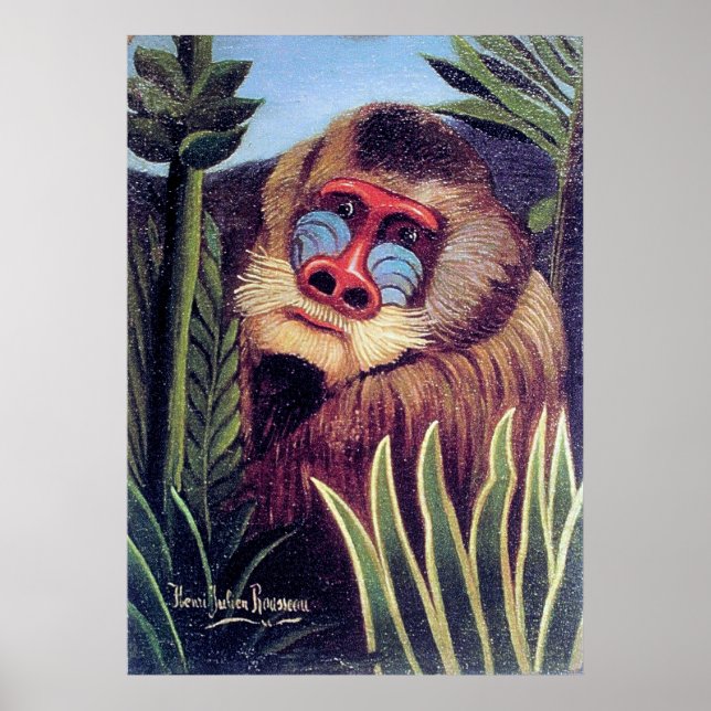 Rousseau's "Mandrill in the Jungle" (circa 1909) Poster (Front)