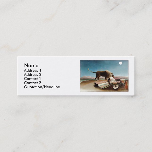 Rousseau's "The Sleeping Gypsy" (1897) Mini Business Card (Front)