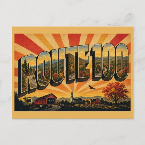 Route 100 Scenic Byway VT Green Mountains Art Postcard