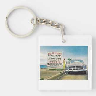Route 1, Key West, Florida Retro Vintage Style Keychain