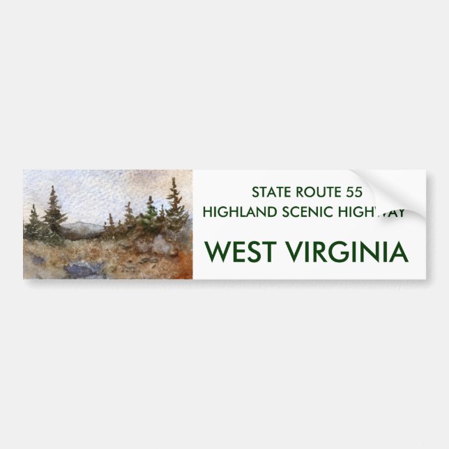 Route 55, WEST VIRGINIA, HIGHLAND SCENIC HIGHWA... Bumper Sticker (Front)