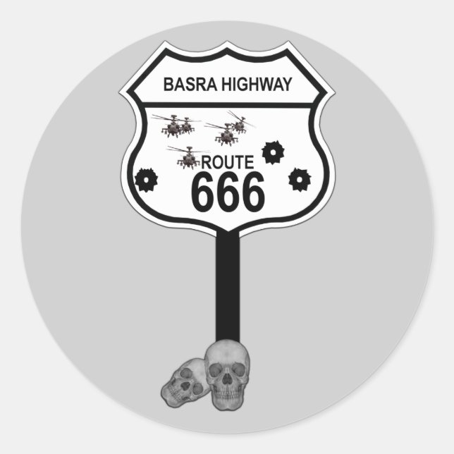 Route 666 classic round sticker (Front)