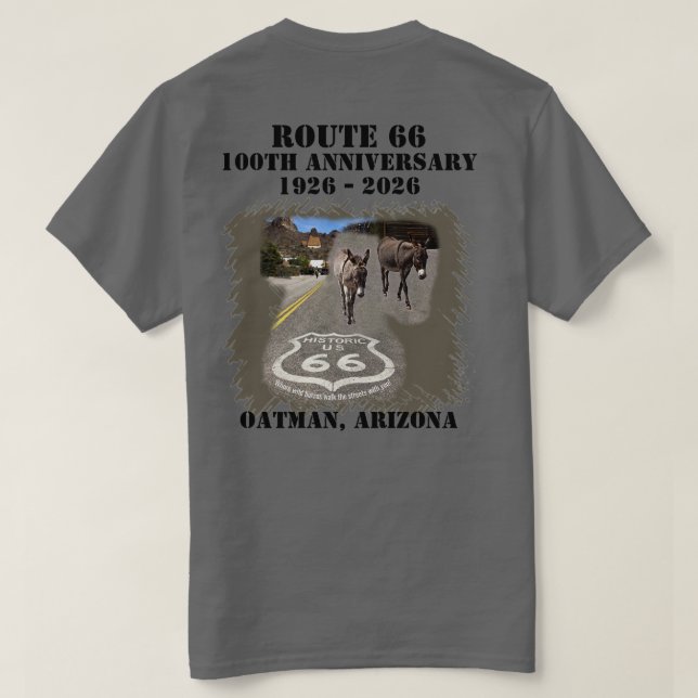 Route 66 100th Anniversary Oatman Arizona Back  T-Shirt (Design Back)