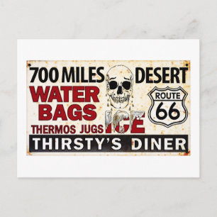 Route 66 - 700 miles desert roadside sign postcard