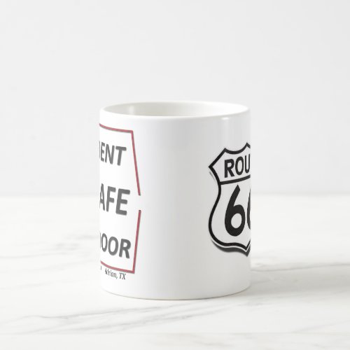 Route 66 Adrian Texas Bent Door Cafe with Shield Coffee Mug