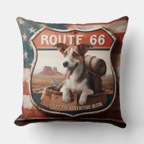 Route 66 Adventure Throw Pillow