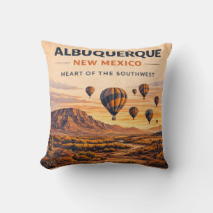 Route 66 Albuquerque Balloon Southwest Comfort Throw Pillow
