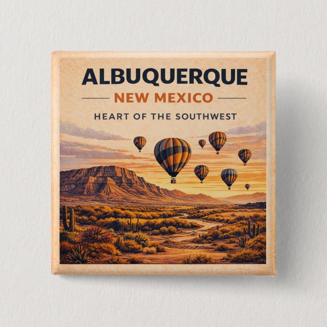 Route 66 Albuquerque Balloon Southwest Pride Button (Front)