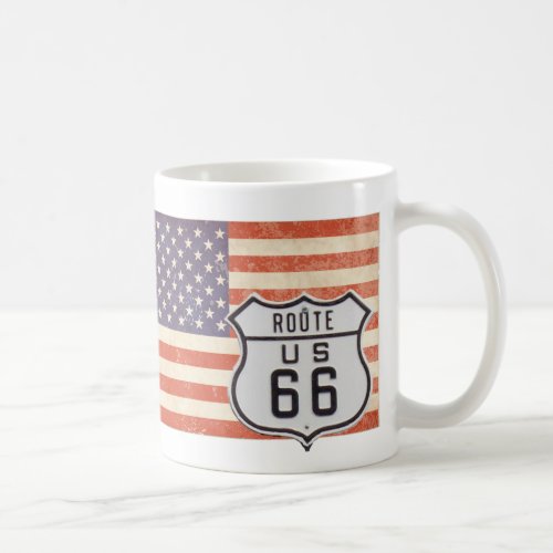 Route 66 American Flag Coffee Mug