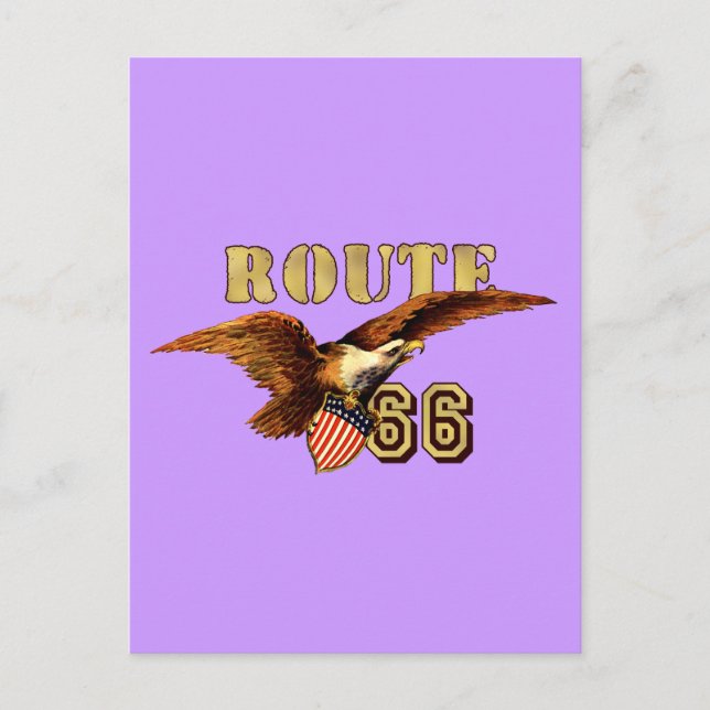 Route 66 American flag USA Bald Eagle Postcard (Front)