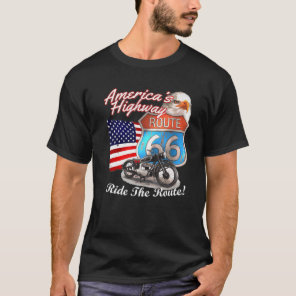 Route 66 America's Highway Road Trip USA Motorcycl T-Shirt