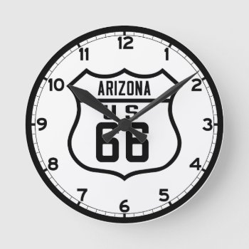 Route 66 - Arizona Round Clock by worldofsigns at Zazzle
