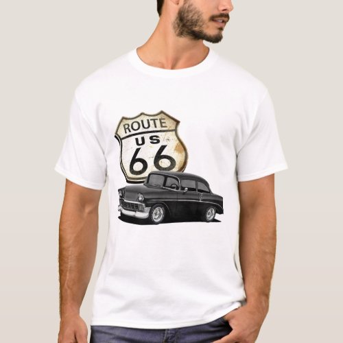 route 66 bel air and sign T_Shirt
