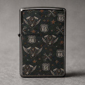Route 66 Biker Garage Flame Zippo Lighter