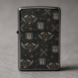 Route 66 Biker Garage Flame Zippo Lighter