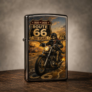 Route 66 Biker Skull Centennial Road Warrior Zippo Lighter