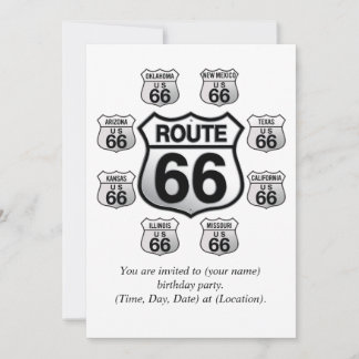 Route 66 Birthday invitation. Invitation