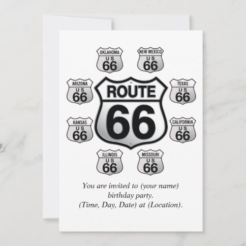 Route 66 Birthday invitation Invitation