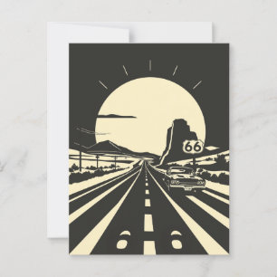 Route 66 Black and White Minimalist Classic  Postcard
