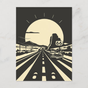 Route 66 Black and White Minimalist Classic  Postcard