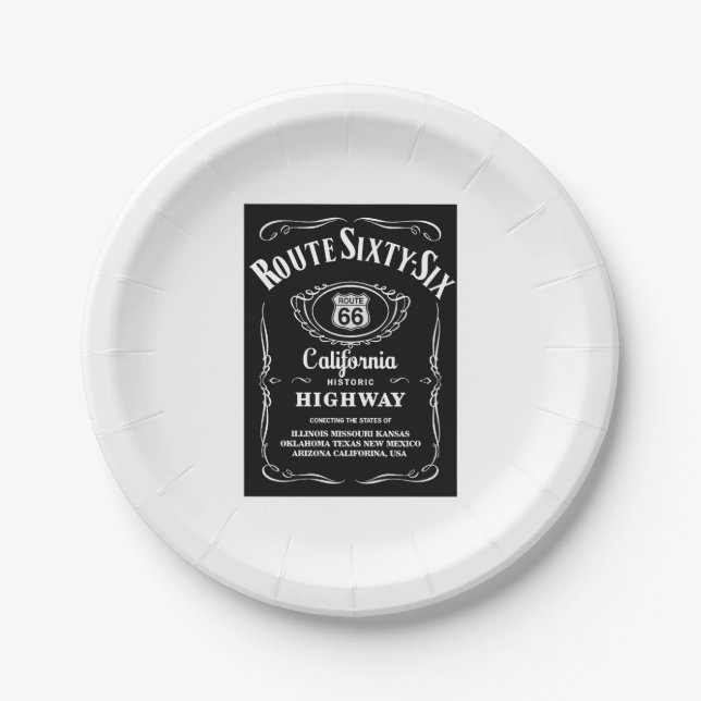 Route 66 Black Label Paper Plates (Front)
