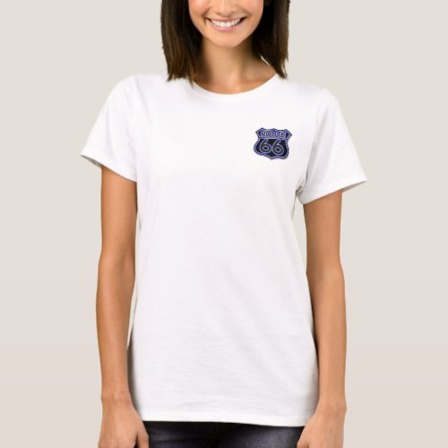 Route 66 Blue Neon Road Sign Shirt