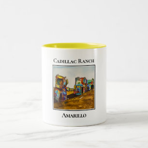 Route 66, Cadillac Ranch, Amarillo Texas Two-Tone Coffee Mug