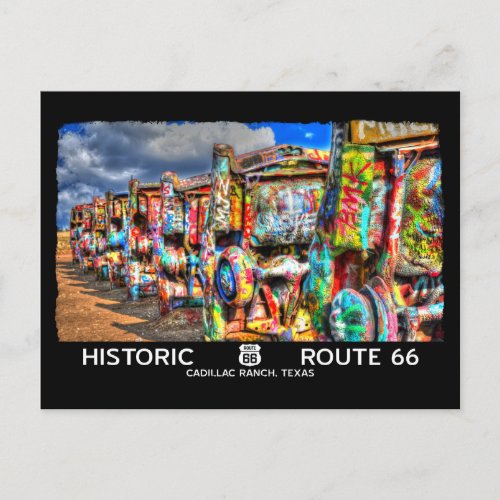 Route 66 Cadillac Ranch Postcard Texas