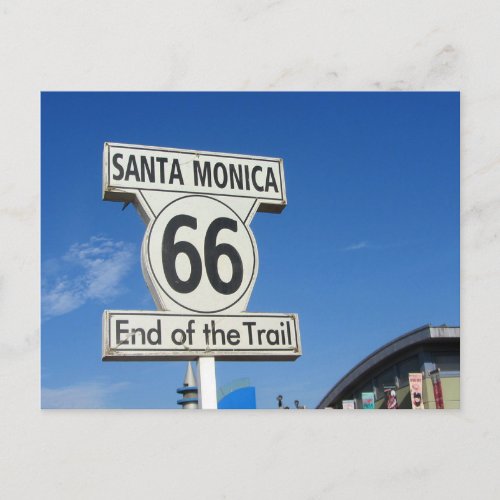 Route 66 California Santa Monica end of trail Postcard