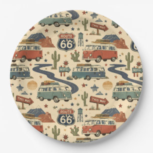 Route 66 Camper Van Party Table Americana Style Paper Plates
