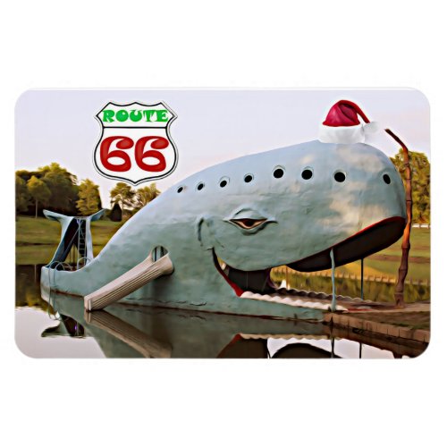 Route 66 Catoosa Blue Whale Christmas Santa Hat Magnet