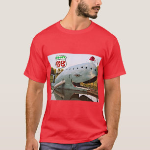 Route 66 Catoosa Blue Whale Christmas Santa Hat T-Shirt