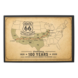 Route 66 Centennial 100 Years Map Metal Print