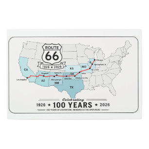 Route 66 Centennial 100 Years Map Metal Print