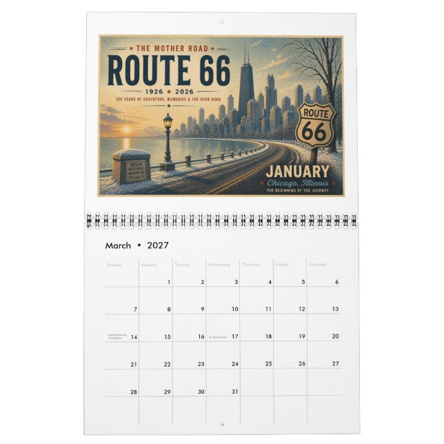 Route 66 Centennial Americana Wall Calendar (Mar 2027)