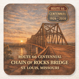 Route 66 Centennial Bridge Party Table Decor Gift Square Paper Coaster