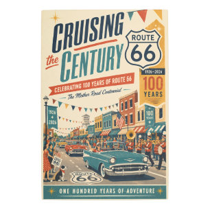 Route 66 Centennial Classic Car Main Street Parade Metal Print