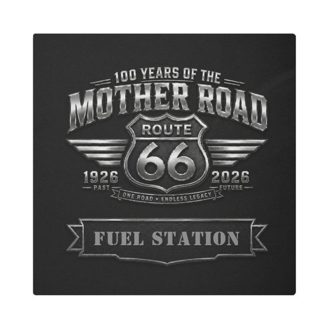 route 66 Centennial Garage Chrome Badge Decor (Front)