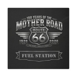route 66 Centennial Garage Chrome Home Deco Metal Print