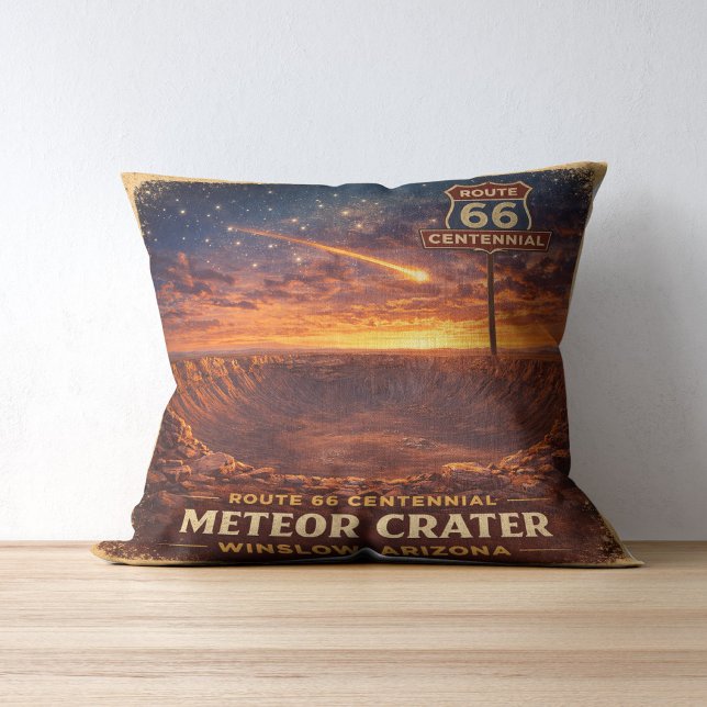 Route 66 Centennial Meteor Crater Cosmic Throw Pillow (Creator Uploaded)