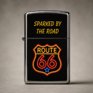 Route 66 Centennial Neon Shield Custom Zippo Lighter